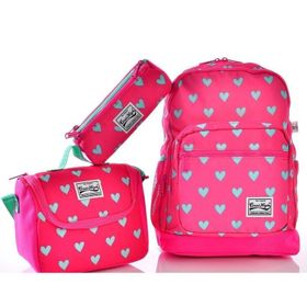 Coral High 23113 Kalp Desenli 3'lü Okul Çantası Seti