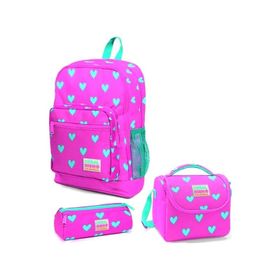 Coral High 23113 Kalp Desenli 3'lü Okul Çantası Seti