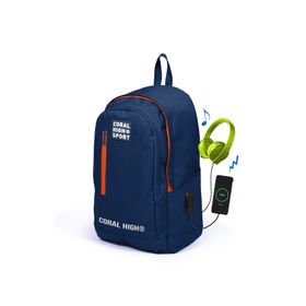 Coral High 23232 K97 Sport Lacivert Üç Bölmeli Usb Şarjlı Kulaklık Çıkışlı Sırt Çantası