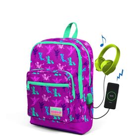 Coral High 23274 Kids Koyu Pembe Peri Desenli Usb Şarjlı Kulaklık Çıkışlı Okul Sırt Çantası