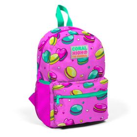Coral High 23325 Minik Yuva Açık Pembe Su Yeşili Makaron Desenli Iki Bölmeli Sırt Çantası