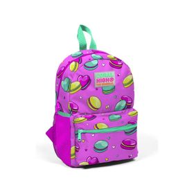 Coral High 23325 Minik Yuva Açık Pembe Su Yeşili Makaron Desenli Iki Bölmeli Sırt Çantası