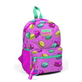 Coral High 23325 Minik Yuva Açık Pembe Su Yeşili Makaron Desenli Iki Bölmeli Sırt Çantası