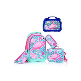 Coral High 23411 Flamingo Desenli 5'li Okul Sırt Çantası Seti