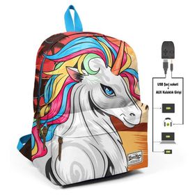 Coral High 23421 Turuncu Unicorn Usb+Aux Sırt Çantası