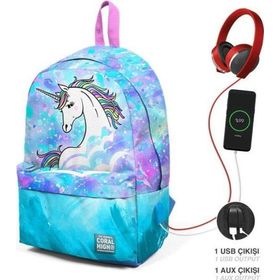 Coral High 23429 Lavanta Unicorn Usb+Aux Sırt Çantası