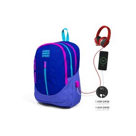 Coral High 23449 Sport Saks Lavanta Usb Şarjlı Kulaklık Çıkışlı Dört Bölmeli Sırt Çantası