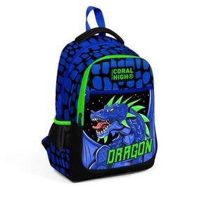 Coral High 23485 Siyah Saks Ejderha Desenli Sırt Çantası
