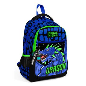 Coral High 23485 Siyah Saks Ejderha Desenli Sırt Çantası