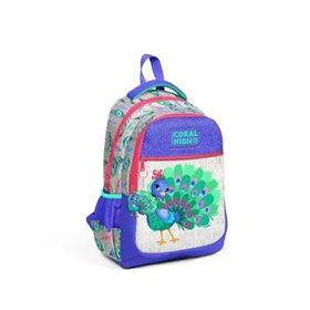 Coral High 23488 Tavus Kuşu Desenli Lavanta-Gümüş Okul Çanta
