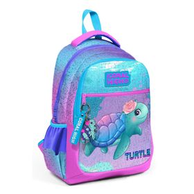 Coral High 23497 Kaplumbağa Desenli Açık Pembe-Mavi Okul Çantası