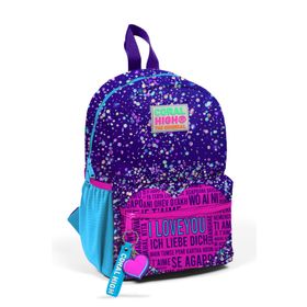 Coral High 23540 Minik Yuva Mor Mavi Pembe Kalp Desenli Iki Bölmeli Sırt Çantası