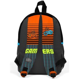 Coral High 23546 Minik Yuva Sırt Çantası Gri Turuncu Gamer Desenli İki Bölmeli Okul Çantası