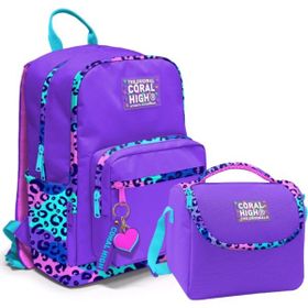 Coral High 23632 Leopar Desenli Mor Okul Sırt Çantası ve Beslenme Çantası