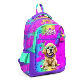 Coral High 23649 Kids Mor Pembe Köpek Desenli Üç Bölmeli Okul Sırt Çantası