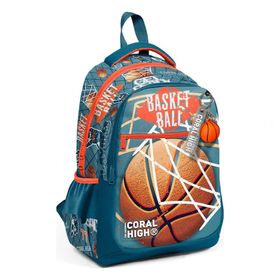 Coral High 23651 Kids Nefti Turuncu Basketbol Desenli Üç Bölmeli Okul Sırt Çantası