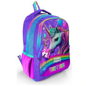 Coral High 23663 Kids Mor Simli Unicorn Desenli Üç Bölmeli Okul Sırt Çantası