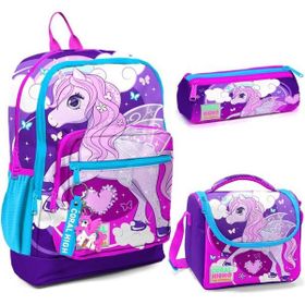 Coral High 23708 Kids Mor Pembe Unicorn Desenli 3’lü Okul Çanta Seti