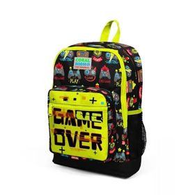 Coral High 23728 Renkli Mini Siyah Neon Sarı Game Over Desenli Çocuk Okul Sırt Çantası
