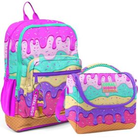 Coral High 23731 2'li Set Dondurma Desenli Beslenme Okul Çantası