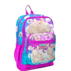 Coral High 23736 Kids Mavi Pembe Tavşan Desenli Dört Bölmeli Okul Sırt Çantası