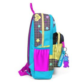 Coral High 23737 Gri Mavi Pembe Anime Desenli Dört Bölmeli Okul Sırt Çantası