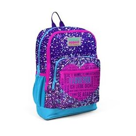 Coral High 23740 Mavi Mor Pembe Kalp Desenli Sırt Çantası