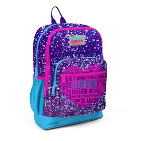 Coral High 23740 Mavi Mor Pembe Kalp Desenli Sırt Çantası
