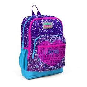 Coral High 23740 Mavi Mor Pembe Kalp Desenli Sırt Çantası