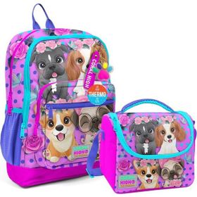 Coral High 23750 Köpek Desenli Okul Çantası + Beslenme Çantası