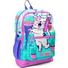 Coral High 23751 Kids Turkuaz Pembe Dondurmalı Kedi Desenli Okul Sırt Çantası