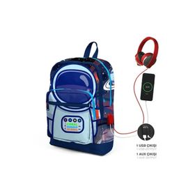 Coral High 23824 Kids Dört Bölmeli Sax Robot Desenli İlkokul Çantası