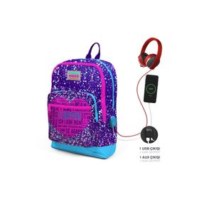 Coral High 23840 Mor Mavi Kalp Desenli Sırt Çantası