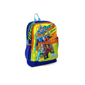Coral High 23842 Kids Fosforlu Sarı Saks Motorsiklet Desenli Dört Bölmeli Usb'li Okul Sırt Çantası