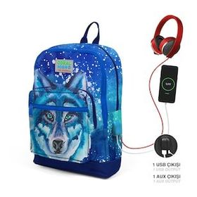 Coral High 23843 Lacivert Mavi Kurt Desenli Sırt Çantası