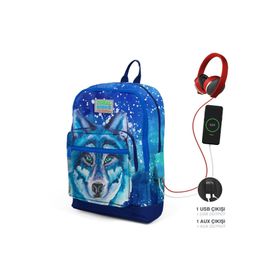 Coral High 23843 Lacivert Mavi Kurt Desenli Sırt Çantası