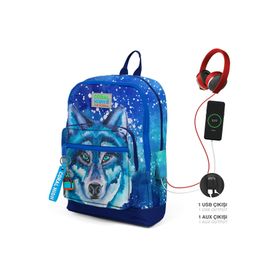 Coral High 23843 Lacivert Mavi Kurt Desenli Sırt Çantası