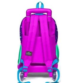 Coral High 23932 Kedi Desenli Işıklı Tekerlek Pembe-Mor Çekçekli Sırt ve Okul Çanta