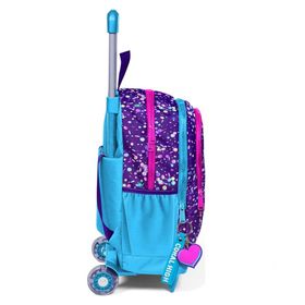 Coral High 23940 Kids Mor Mavi Pembe Kalp Desenli Üç Bölmeli Çekçekli Okul Sırt Çantası