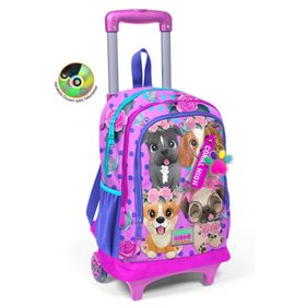 Coral High 23950 Kids Pembe Köpek Desenli Üç Bölmeli Çekçekli Okul Sırt Çantası