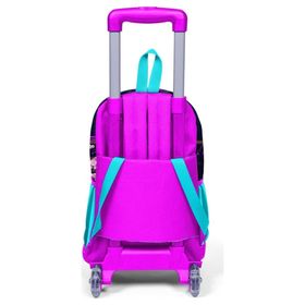 Coral High 23953 Kids Mor Pembe Renk Anime Kedi Desenli Üç Bölmeli Çekçekli Okul Sırt Çantası