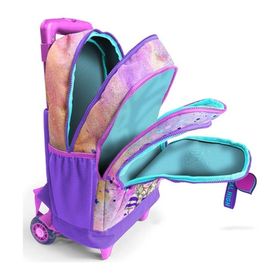 Coral High 23955 Kids Pembe Mor Fashion Girl Desenli Üç Bölmeli Çekçekli Okul Sırt Çantası
