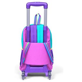 Coral High 23959 Kids Pembe Pastel Renkli Üç Bölmeli Çekçekli Okul Sırt Çantası