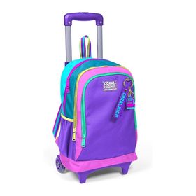 Coral High 23959 Kids Pembe Pastel Renkli Üç Bölmeli Çekçekli Okul Sırt Çantası