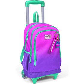 Coral High 23962 Kids Pembe Mor Renk Geçişli Üç Bölmeli Çekçekli Okul Sırt Çantası