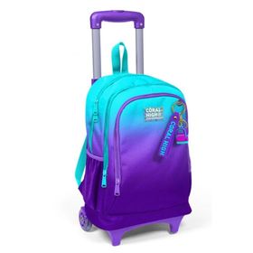 Coral High 23963 Kids Turkuaz Mor Renk Geçişli Üç Bölmeli Çekçekli Okul Sırt Çantası