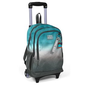Coral High 23968 Kids Turkuaz Gri Batik Üç Bölmeli Çekçekli Okul Sırt Çantası