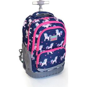 Coral High 24023 Kids Unicorn Desenli Lacivert Renkli Iki Kademeli Çekçekli Sırt ve Okul Çantası