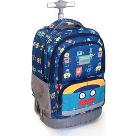Coral High 24025 Kids Robot Desenli, Lacivert Renkli, Iki Kademeli Çekçekli, Sırt ve Okul Çantası