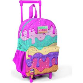 Coral High 24031 Minik Yuva Çekçekli Sırt Çantası Pembe Rengarenk Dondurma Desenli Iki Bölmeli Okul Çantası